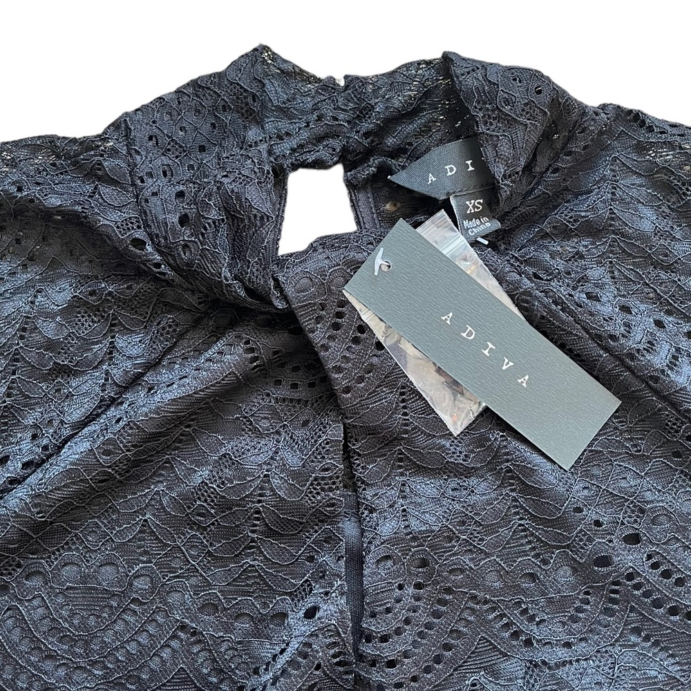 NWT Adiva Black Lace Long Sleeve Top | Women's XS - Picture 4 of 7